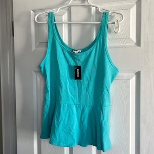 NWT EXPRESS Aqua Peplum Tank-Top
